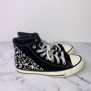 Converse All Star High Top Leopard Black white leopard lace up shoes